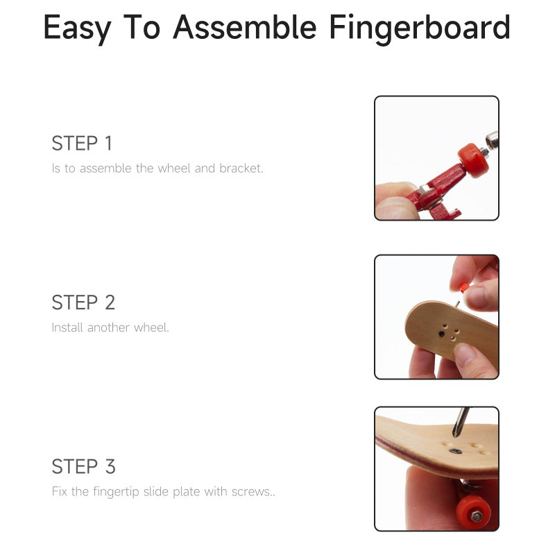 DisplayMore Fingerboard Repair Kit -Includes Box & Tools-Mini 96mm Finger Skateboard Parts Include 14 Brackets 48 Multicolour Wheels 60 Screws 30 Nuts 4 Screwdriver(Trucks-31mm & Box) - Image 3
